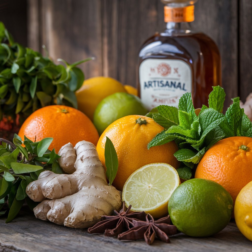 Ingredientes naturales en licores artesanales